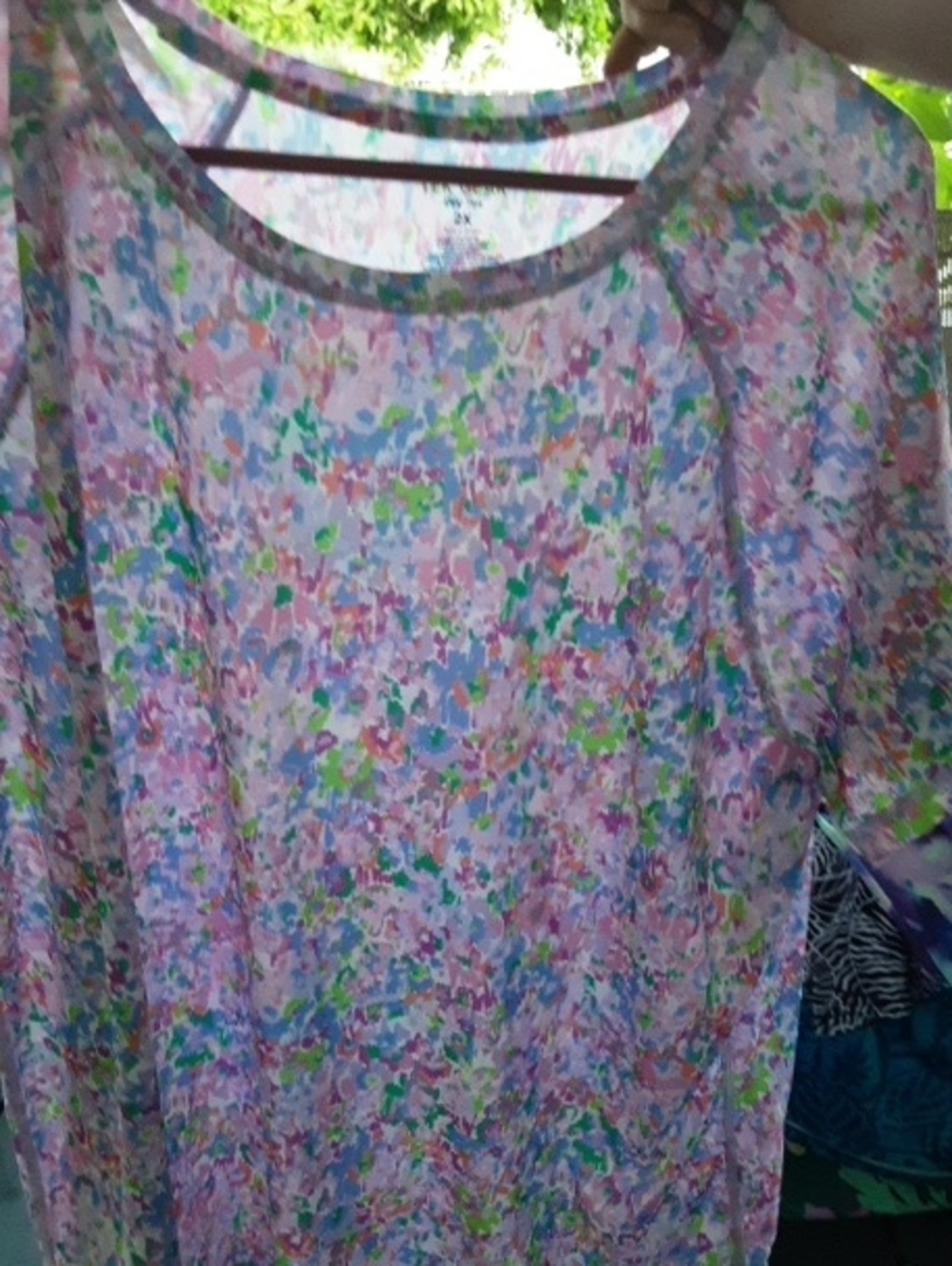 Pastel Floral Scoop-Neck Tunic in Pink, Lavender & Green